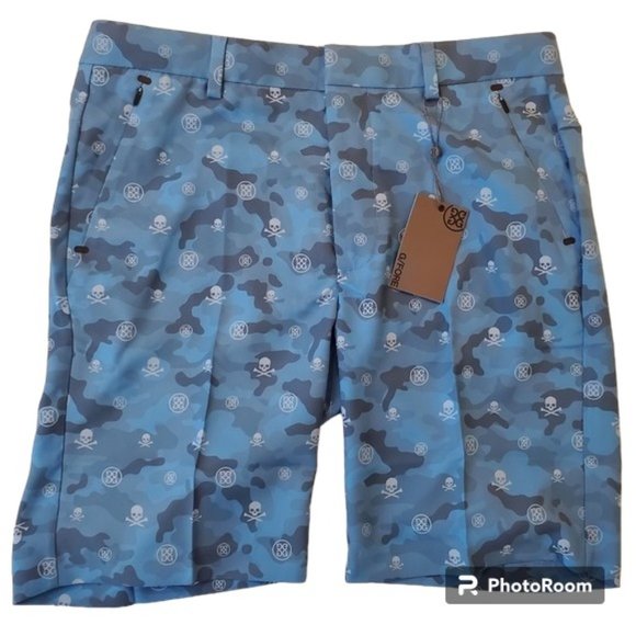 G/Fore Icon Camo Technical Stretch Golf Shorts Size 32‎ Blue Skulls Tees NWT - Picture 1 of 9